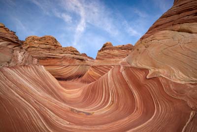 Wide angle view of The Wave in Coyotye Buttes North, Arizona