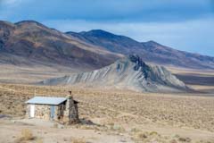 The Geologist's Cabin and Striped Butte in Death Valley