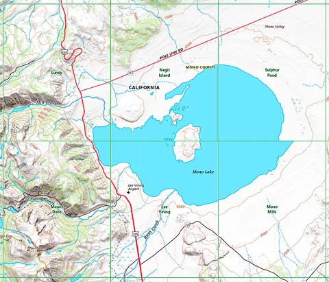 Map showing locations of Mono Lake Topo Maps