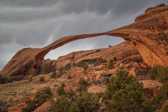 Landscape Arch on a Cloudy Day 1 Landscape Arch in Arches NP