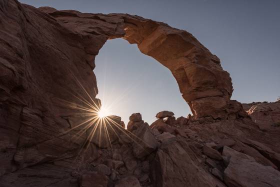 One hour after sunrise Arsenic Arch near Hanksville, Utah