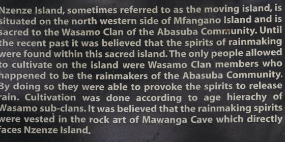Mawanga Cave Sign Sign explaining the Mawanga Cave Rock Art