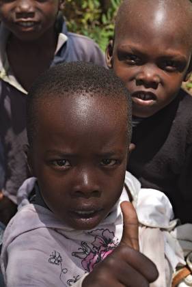 Thumbs Up Abusaba children, seen on Mfangano Island in Kenya.