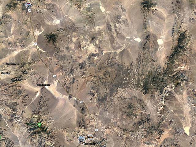Google Map of Rhyolite and Goldfield