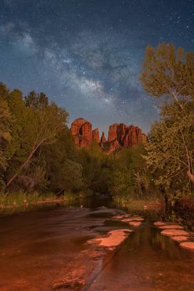 Cathedral Rock Nightscape The Milky Way rising over Cathedral Rock in Sedona, Arizona