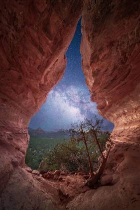 The Birthing Cave at Night The Milky Way seen through the Birthing Cave in Sedona