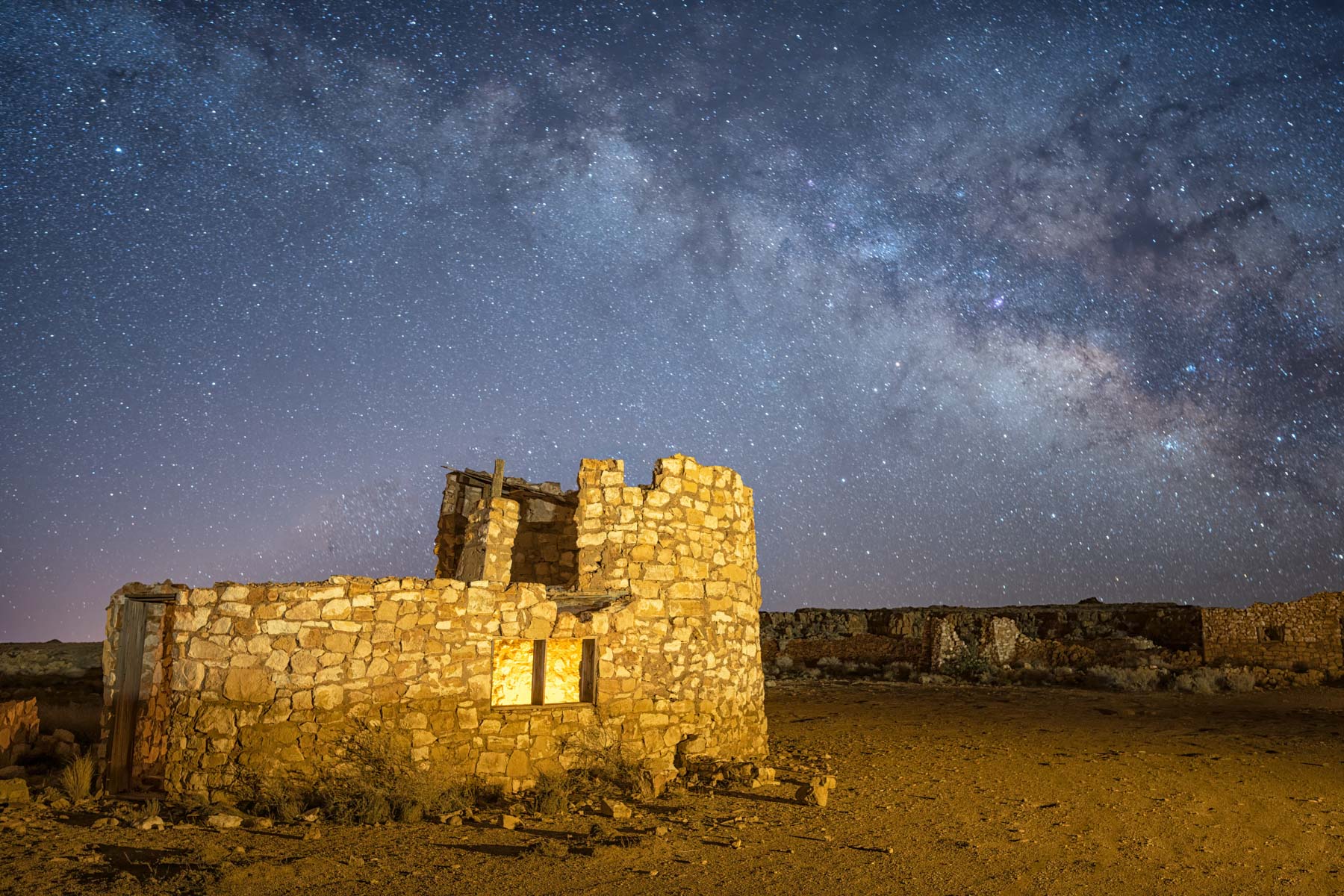 Milky Way over Round House in Two Guns ghost town, Arizona