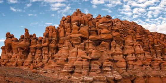 Adeii Eichii Panorama Panoramic image of striped rocks on Ward Terrace below the Adeii Eichii Cliff