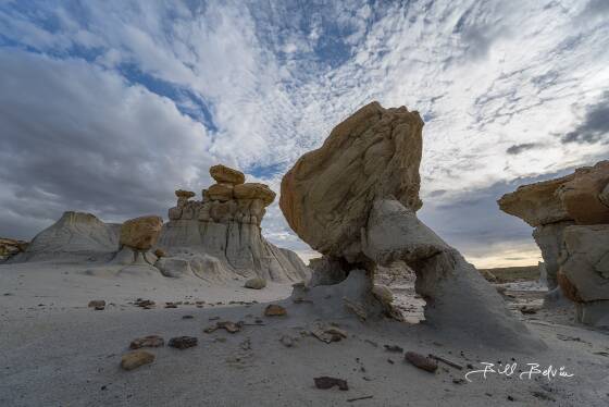 Hoodoo Ships Bow No 2 Small Arch and hoodoos west of The Alien Throne in Ah-Shi-Sle-Pah Wash, New Mexico