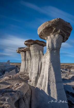 Long exposure The Three Kings Hoodoo in Valley of Dreams, Ah-Shi-Sle-Pah Wash, New Mexico