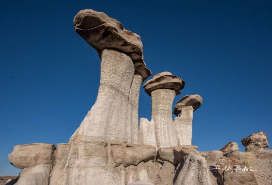 The Three Kings late afternoon The Three Kings Hoodoo in Valley of Dreams, Ah-Shi-Sle-Pah Wash, New Mexico