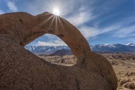 Eye of Alabama Sunburst Sun over the Eye of Alabama in the Alabama Hills