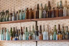 Bottles in Museum Bottles in the Cerro Gordo ghost town Museum