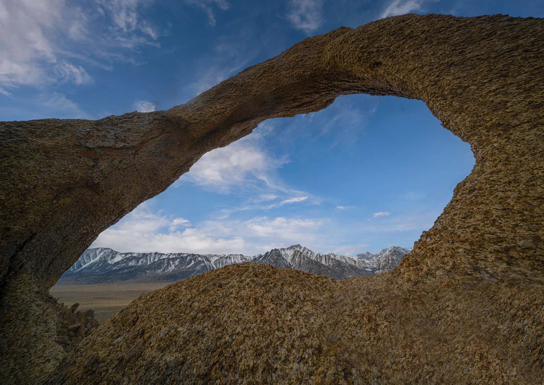 Whitney Portal Arch shot from a ladder in Alabama Hills