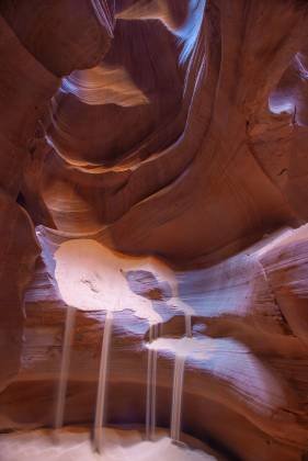 Upper Antelope Sand Fall Sandfall in Upper Antelope Canyon, Page, Arizona