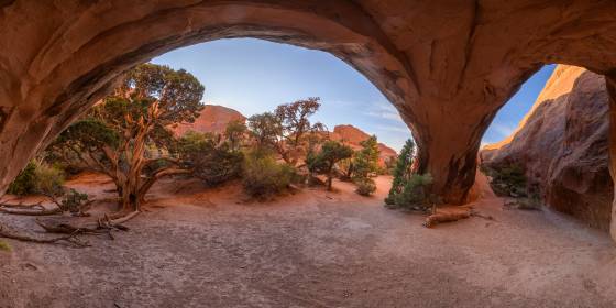 Navajo Arch Panorama Navajo Arch in Arches NP Panorama shot from beneath the arch