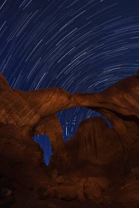 Double Arch Startrails Startrail over Double Arch in Arches NP