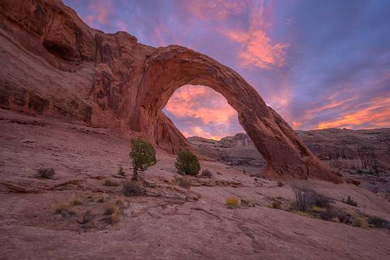 Coroma Arch at Sunrise Corona Arch aka Little Rainbow Bridge near Moab, Utah