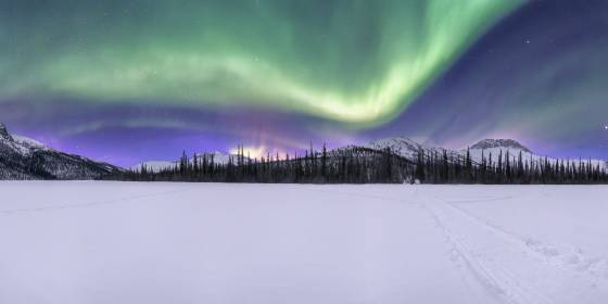 360 Panorama 360 degree panorama shot over Kuyuktuvuk Creek near the Dalton Highway in northern Alaska