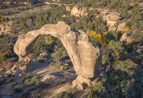 The view from above Cox Canyon Arch near Aztec, New Mexico seen from above.