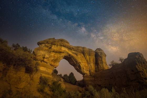 Arch Rock at Night Arch Rock and the Milky Way near Aztec, New Mexico
