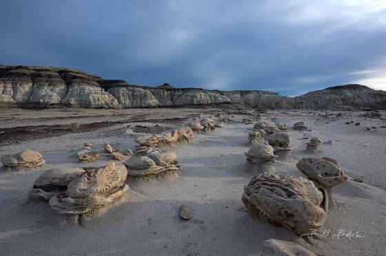 Eggs lineup The Cracked Eggs in the Bisti Badlands, New Mexico