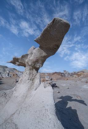 Dodo Bird Hoodoo and Shadow 1 Dodo (aka Doo Doo) Bird Hoodoo in Hunter Wash in the Bisti Badlands