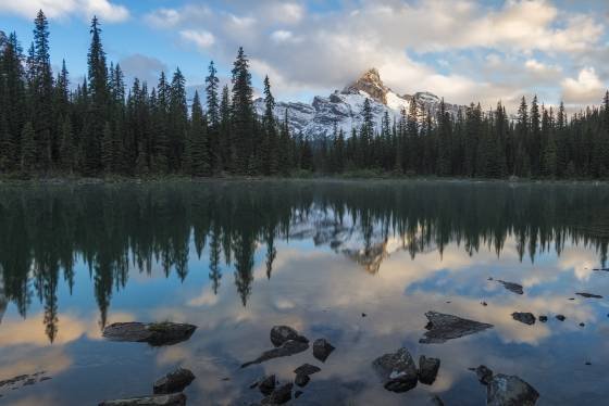 Cathedral Mountain Cathedral Mountain reflected in Lake O'hara seen from Lake O'hara Lodge.