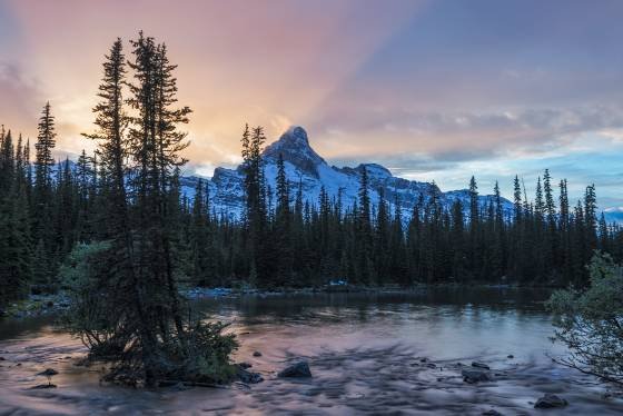 God Rays over Cathedral 2 God Rays over Cathedral Mountains at sunset as viewed from Little Lake O'hara
