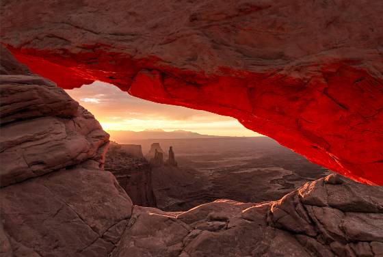 Mesa Arch in July Sunrise at Mesa Arch in July