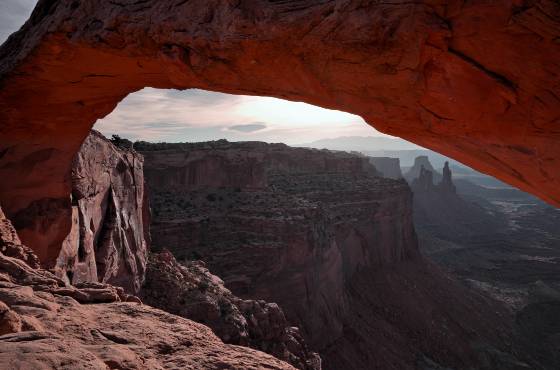 Mesa Arch looking NE Looking northeast through Mesa Arch.