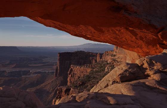 Mesa Arch looking Southeast Loohking Southeeast through Mesa Arch in Canyonlands National Park..