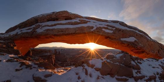 Mesa Arch mid January Mesa Arch Panorama in Canyonlands National Park