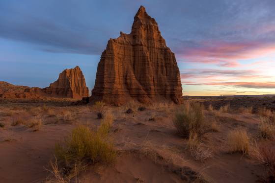 Temples of the Sun and Moon at Dawn 1 Dawn at Temples of the Sun and Moon in Capitol Reef National Park