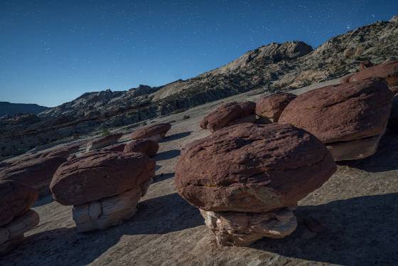 Hamburger Rocks under Full Moon 2 Full Harvest Moon lighting the Hamburger Rocks in Capitol Reef National Park