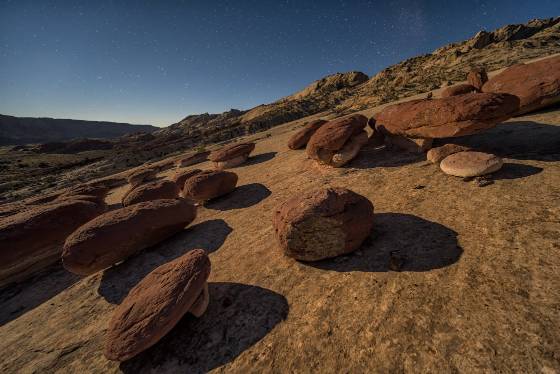 Hamburger Rocks under Full Moon 3 Full Harvest Moon lighting the Hamburger Rocks in Capitol Reef National Park