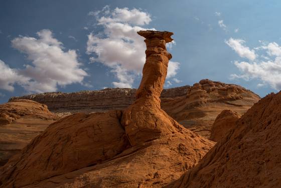 Pedestal Alley Hoodoo No 8 Hoodoos of Dakota Caprock over Entrada Sandstone in Pedstal Alley near the Burr Trail in Utah.