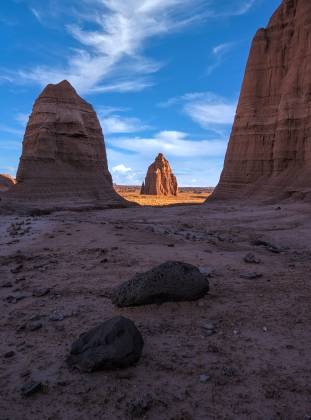 Temple of the Moon Framed 2 The Lower Group including Temples of the Sun and Moon in Capitol Reef NP