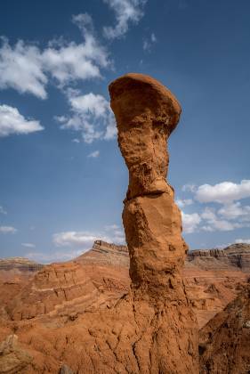 Pedestal Alley Hoodoo 3 Hoodoos of Dakota Caprock over Entrada Sandstone in Pedstal Alley near the Burr Trail in Utah.