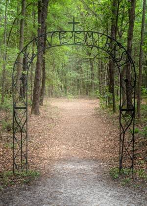 Drayton Hall Slave Cemetary Leave em Rest sign at the Slave Cemetery at Drayton Hall near Charleston, South Carolina