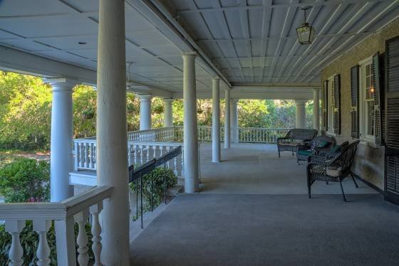 Plantation House Porch The plantation house porch at Magnolia Gardens near Charleston, South Carolina
