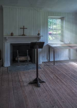 Middle Place Gardens Church Sunbeams seen through windowat Middleton Place Gardens near Charleston, South Carolina