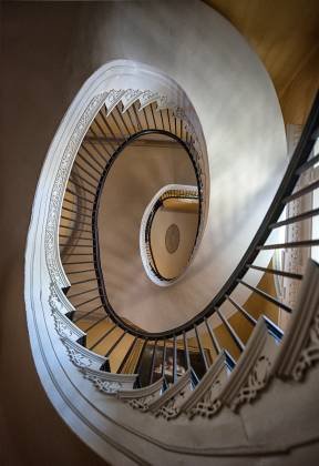 Circular Staircase from Below Circular Staircase seen from below at Nathaniel Russell House, Charleston, South Carolina