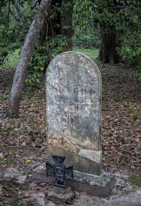 Henry M Fuller Confederate Iron Cross marker for Henry M Fuller Born 1835, died 1890 gravestone at Old Sheldon Church near Charleston, South Carolina