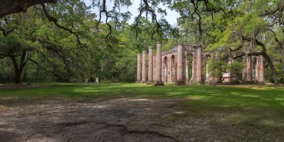 Old Sheldon Church Panorama Panorama of Old Sheldon Church near Charleston, South Carolina