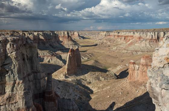 Downstream facing north late afternoon Coal Mine Canyon in the Navajo Nation, Arizona