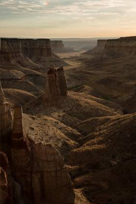 Looking downstream at dawn 1 Coal Mine Canyon in the Navajo Nation, Arizona