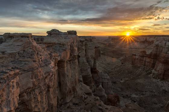 Sunrise looking northeast in July Coal Mine Canyon in the Navajo Nation, Arizona