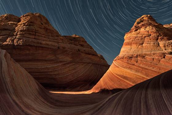 Under that Serious Moonlight Star trail at The Wave in Coyote Buttes North, Arizona
