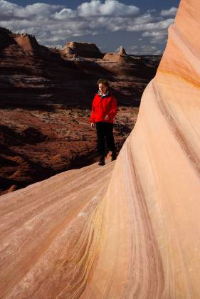 Elaine at The Second Wave Walking to The Second Wave in Coyote Buttes North, Arizona